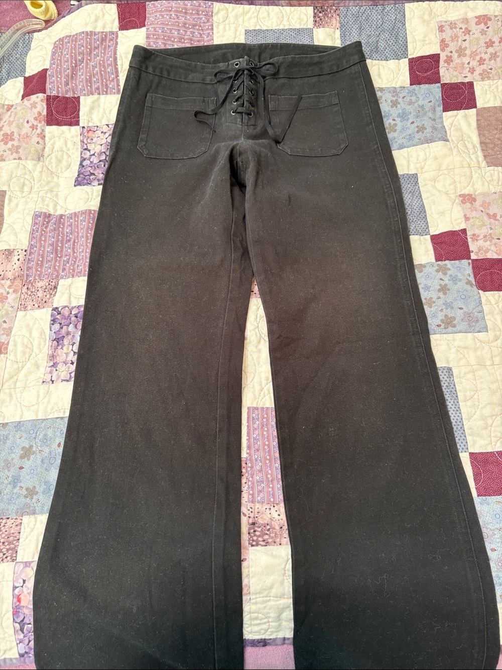 Express Stretch Black Lace-Up Wide Leg Pants